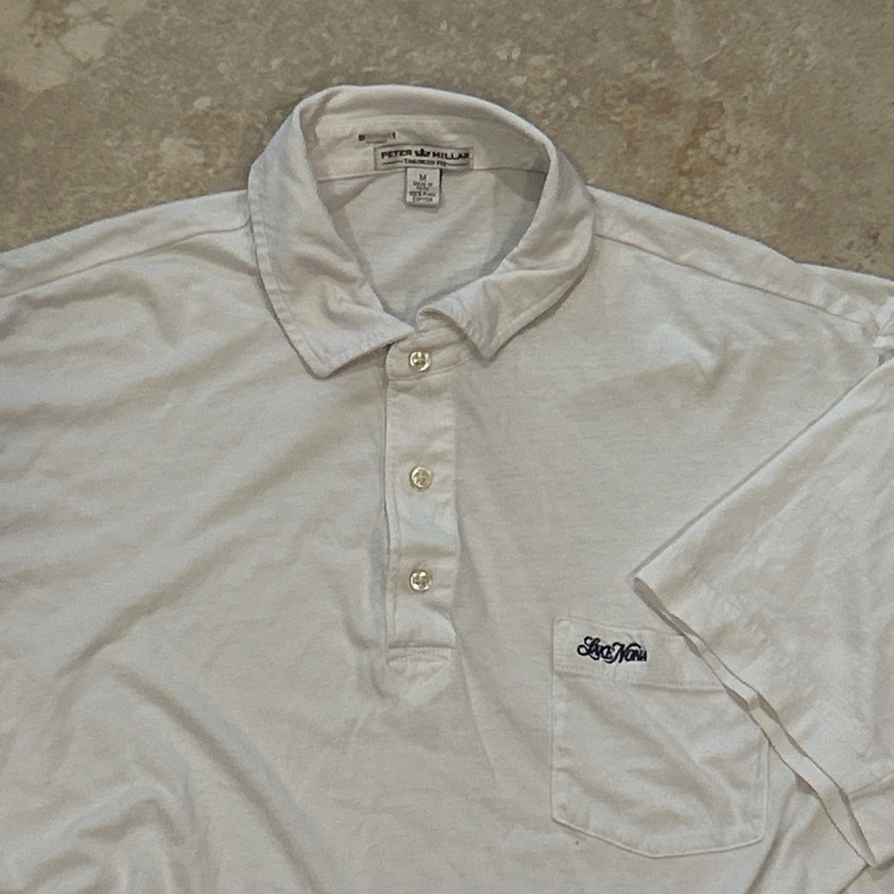 Peter Millar Crown Crafted Tailored Fit Polo Men's M White Pima Cotton Lake Nona
